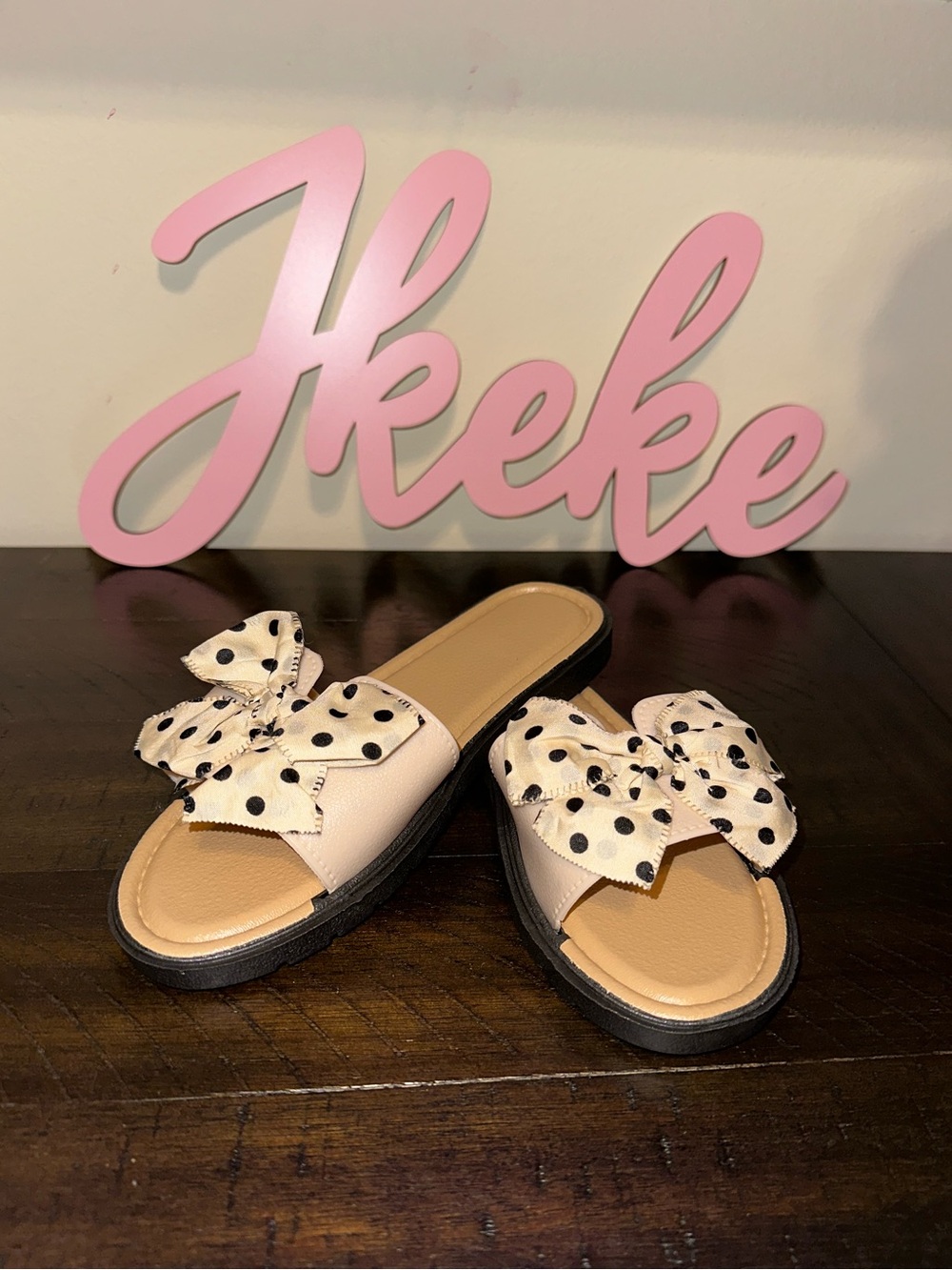 Polka Dot Bow Slip-on Sandals - White size 5, 6, 7